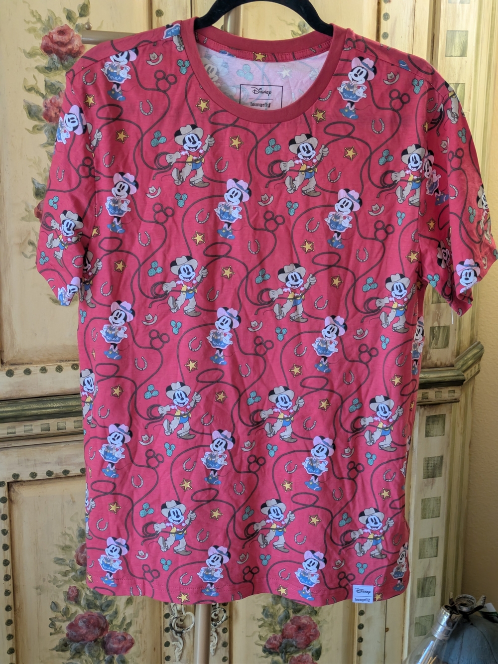 Disney Women's T-shirt Western Mickey Mouse And Minnie Top Sz M